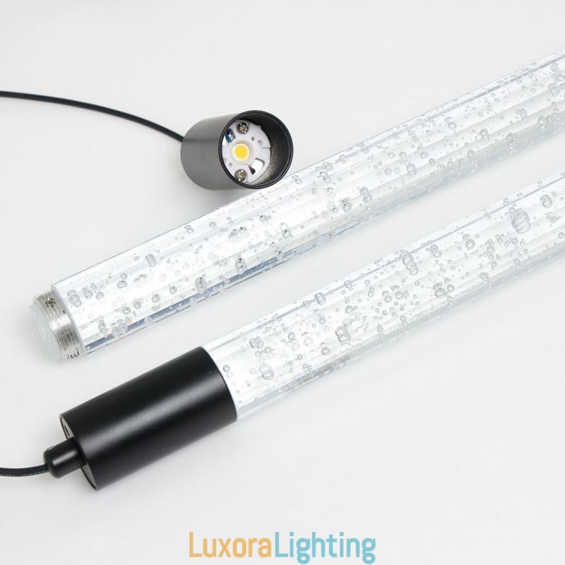 Designer Touch Decorative Pendant Light Black Crystal Column Cluster Ceiling Light