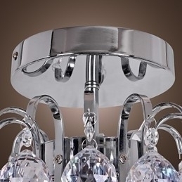 Designer Touch Decorative Modern Contemporary Crystal Mini Style Electroplated Metal Chandelier Flush Mount