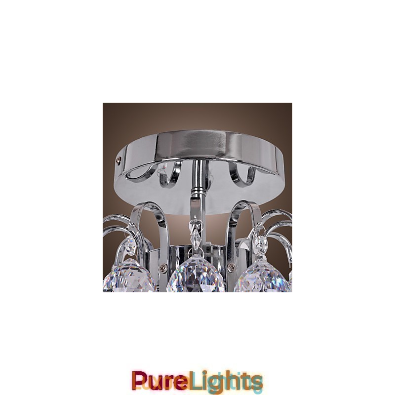 Designer Touch Decorative Modern Contemporary Crystal Mini Style Electroplated Metal Chandelier Flush Mount