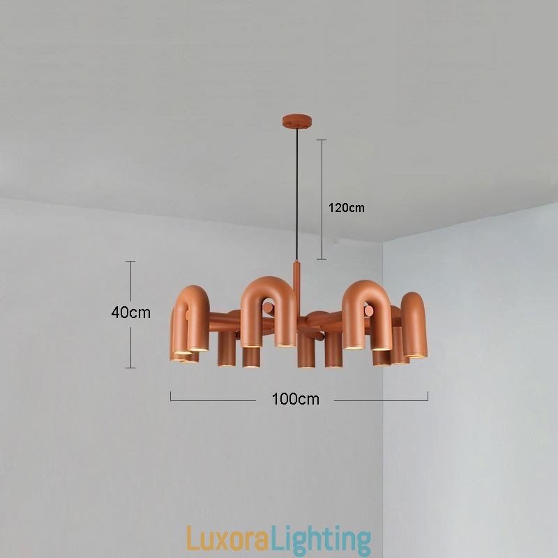 Designer Touch Decorative Pendant Light Round Wrought Iron U shaped Ceiling Light Rotating Shade