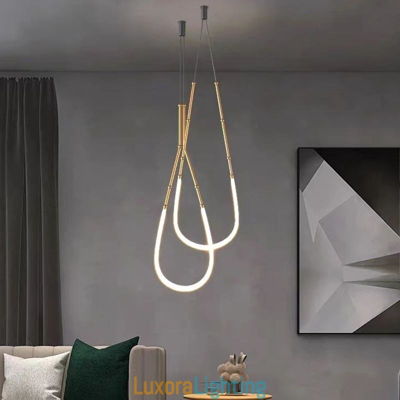 Designer Touch Decorative Pendant Light Creative Line Bamboo Ceiling Light Black Gold