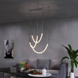 Designer Touch Decorative Pendant Light Creative Line Bamboo Ceiling Light Black Gold