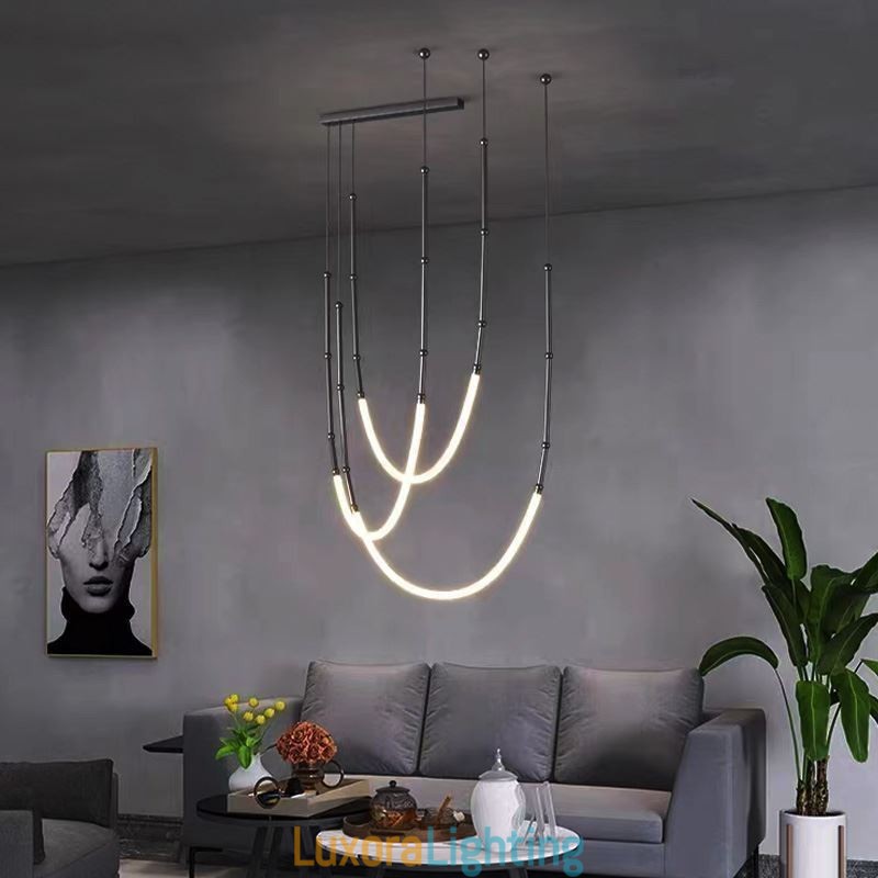 Designer Touch Decorative Pendant Light Creative Line Bamboo Ceiling Light Black Gold