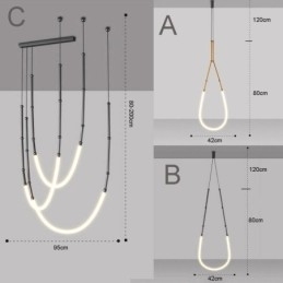 Designer Touch Decorative Pendant Light Creative Line Bamboo Ceiling Light Black Gold