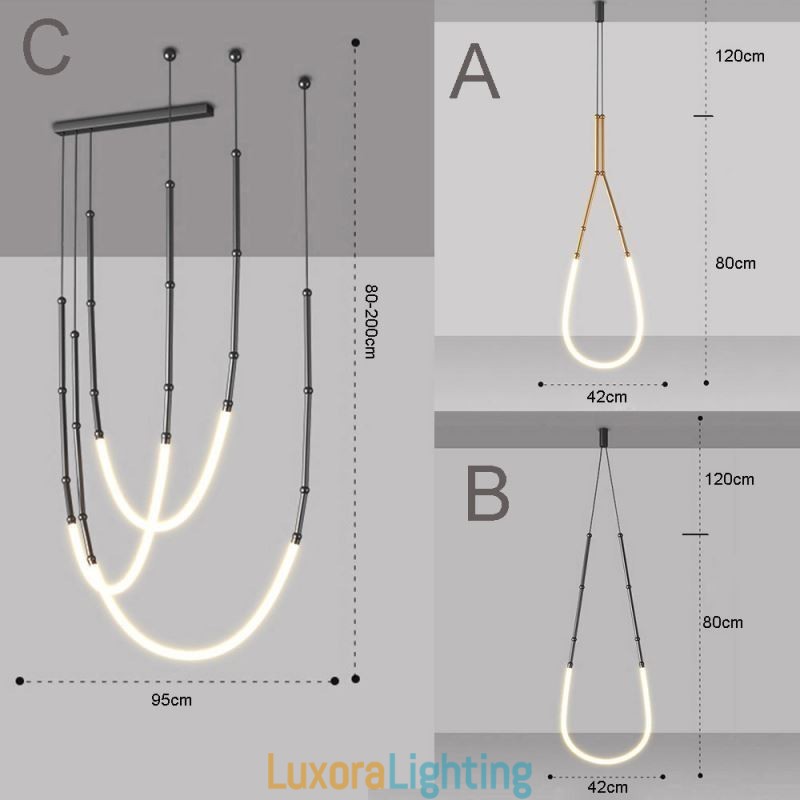 Designer Touch Decorative Pendant Light Creative Line Bamboo Ceiling Light Black Gold