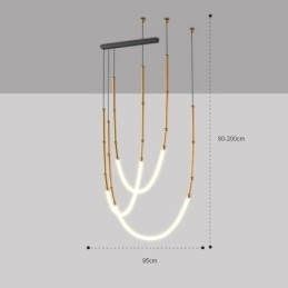 Designer Touch Decorative Pendant Light Creative Line Bamboo Ceiling Light Black Gold