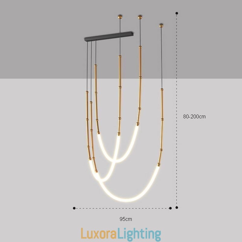 Designer Touch Decorative Pendant Light Creative Line Bamboo Ceiling Light Black Gold