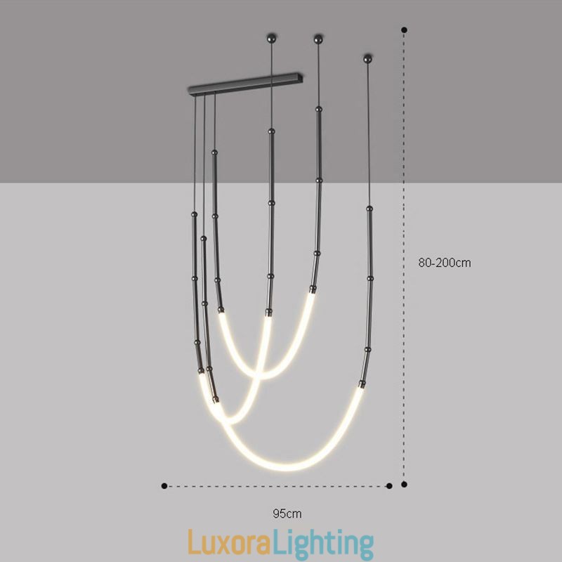 Designer Touch Decorative Pendant Light Creative Line Bamboo Ceiling Light Black Gold