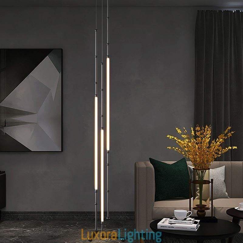 Designer Touch Decorative Ceiling Light Creative Line Bamboo Hanging Light Black Gold