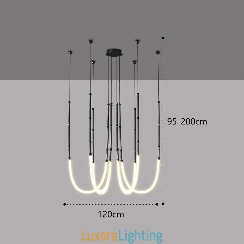Designer Touch Decorative Ceiling Light Creative Line Bamboo Hanging Light Black Gold