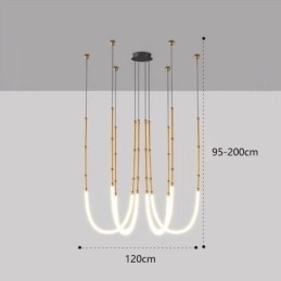 Designer Touch Decorative Ceiling Light Creative Line Bamboo Hanging Light Black Gold