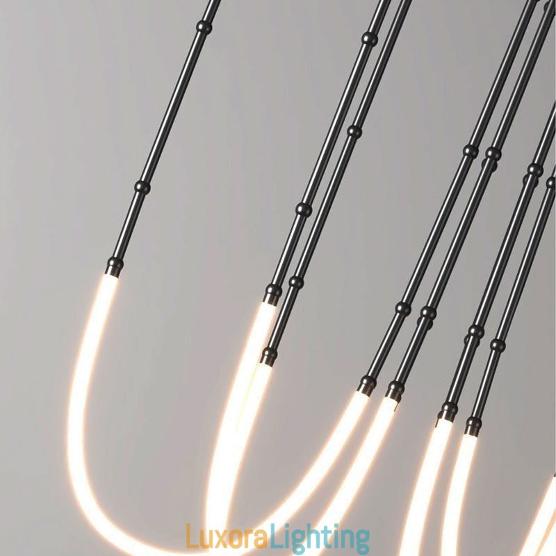 Designer Touch Decorative Ceiling Light Creative Line Bamboo Hanging Light Black Gold