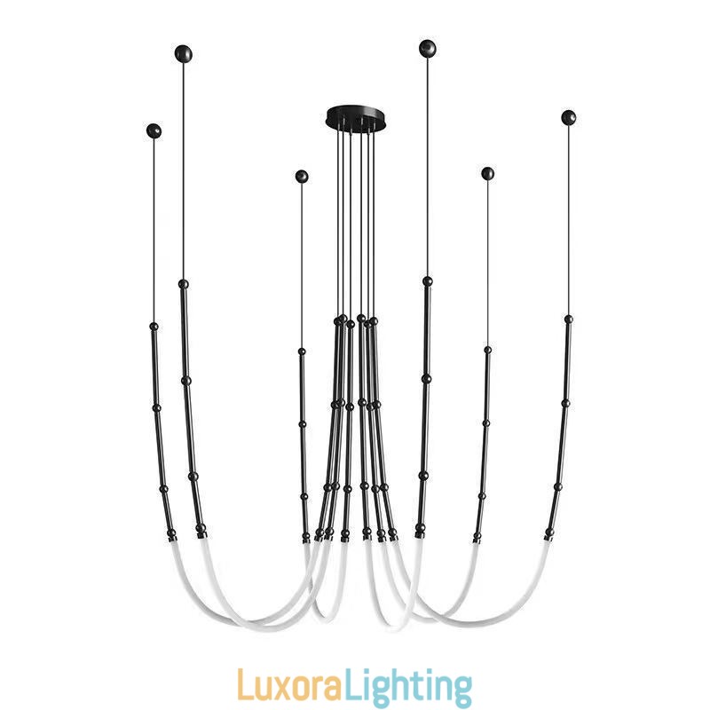 Designer Touch Decorative Ceiling Light Creative Line Bamboo Hanging Light Black Gold