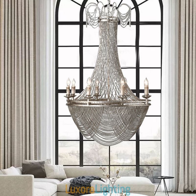 Designer Touch Decorative Aluminum Chain Pendant Light Creative Light Luxury Tassel Light Gold Silver