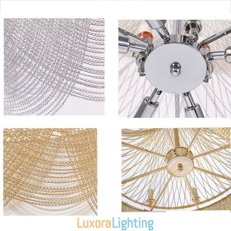 Designer Touch Decorative Aluminum Chain Pendant Light Creative Light Luxury Tassel Light Gold Silver
