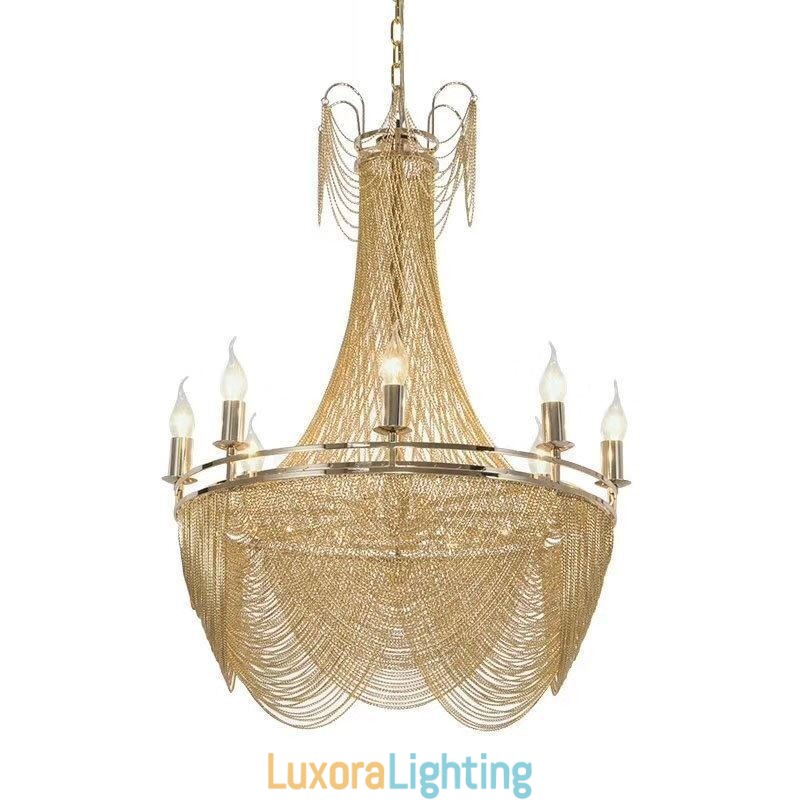 Designer Touch Decorative Aluminum Chain Pendant Light Creative Light Luxury Tassel Light Gold Silver
