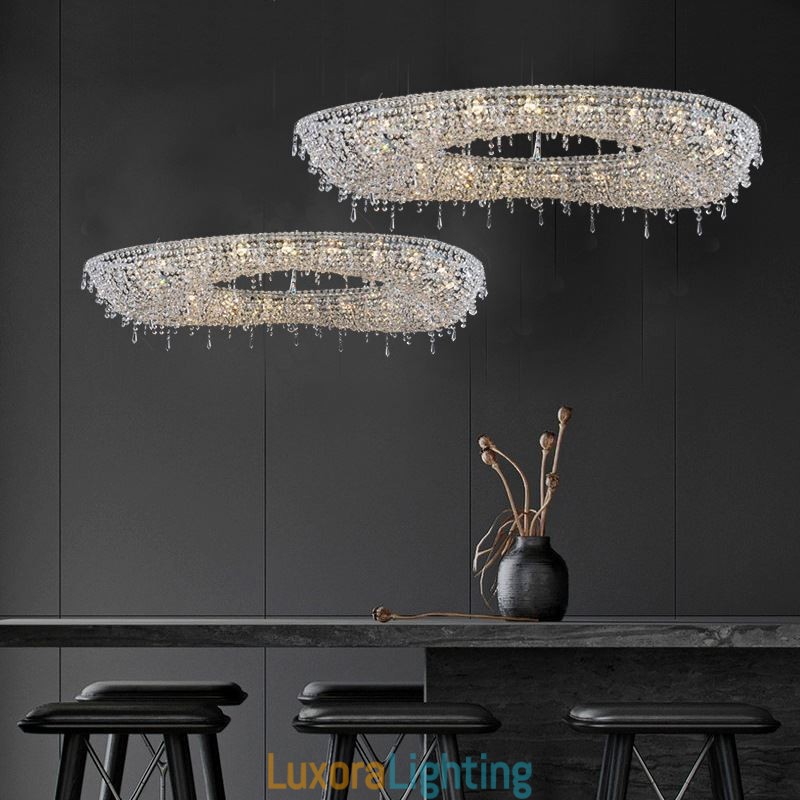 Designer Touch Decorative Crystal Pendant Light Modern Luxury Oval Ceiling Light