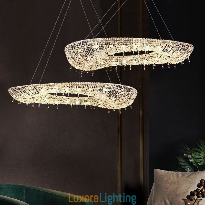 Designer Touch Decorative Crystal Pendant Light Modern Luxury Oval Ceiling Light