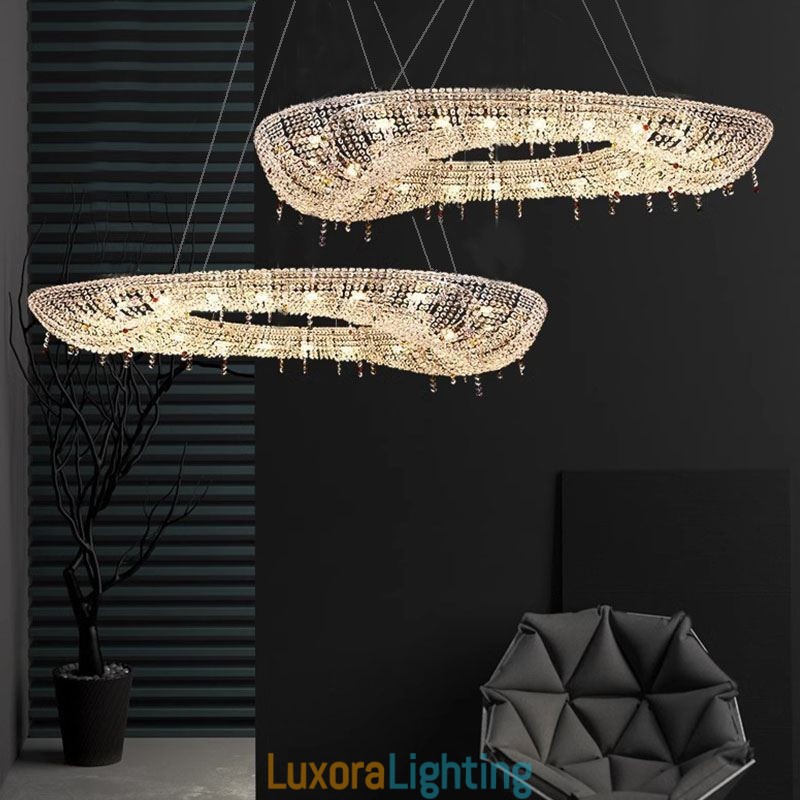 Designer Touch Decorative Crystal Pendant Light Modern Luxury Oval Ceiling Light