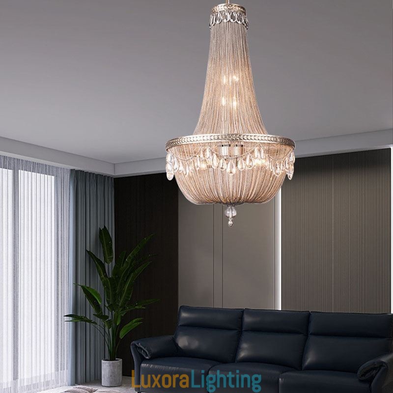Designer Touch Decorative Tassel Pendant Light Retro American Duplex Aluminum Chain Ceiling Light