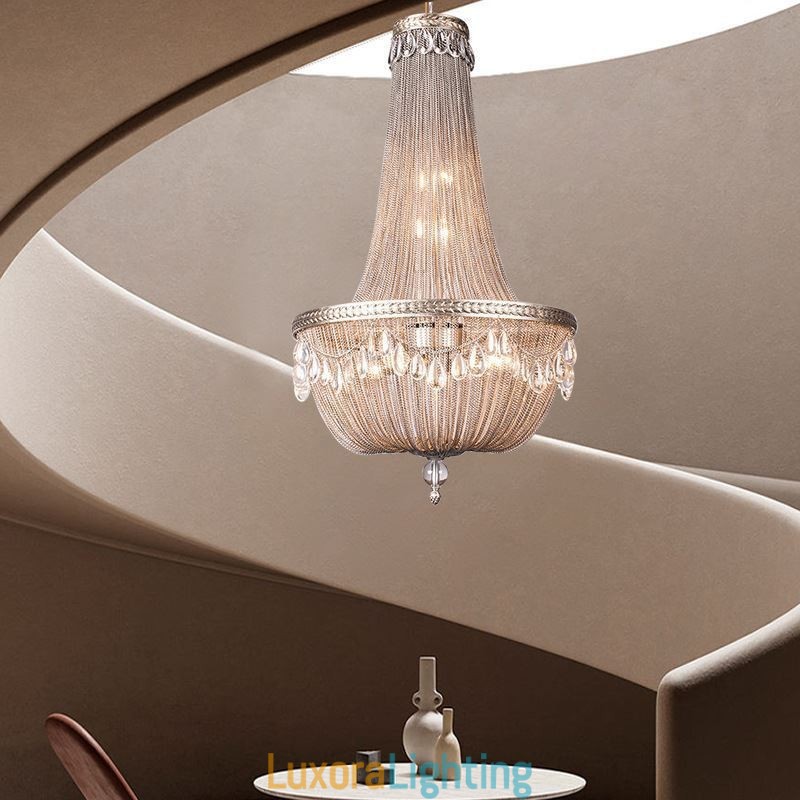 Designer Touch Decorative Tassel Pendant Light Retro American Duplex Aluminum Chain Ceiling Light