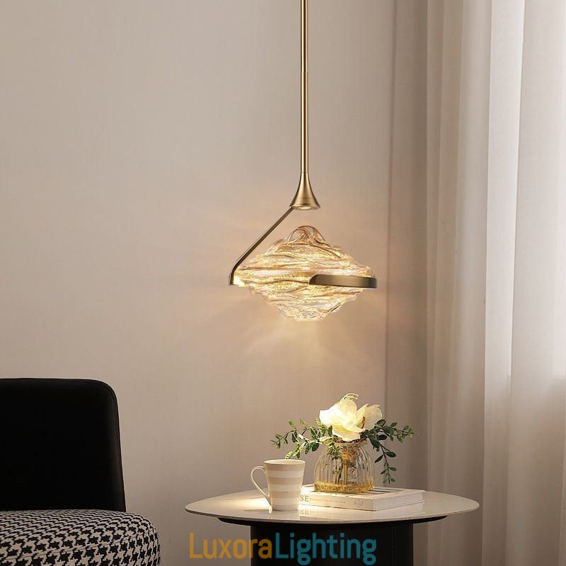 Designer Touch Decorative Pendant Light Modern Minimalist Wrought Iron Lava Glass Ceiling Light