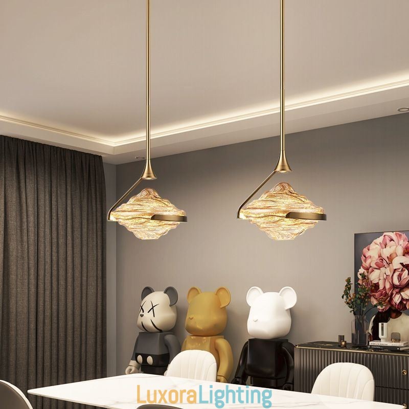 Designer Touch Decorative Pendant Light Modern Minimalist Wrought Iron Lava Glass Ceiling Light