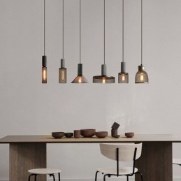 Designer Touch Decorative Black Pendant Light Cement Grid Light Country Retro Ceiling Light