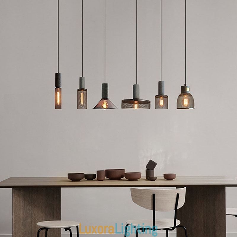 Designer Touch Decorative Black Pendant Light Cement Grid Light Country Retro Ceiling Light