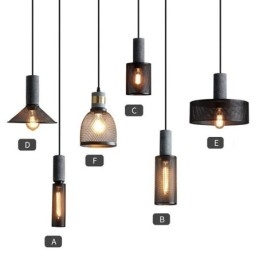 Designer Touch Decorative Black Pendant Light Cement Grid Light Country Retro Ceiling Light
