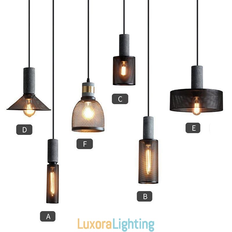 Designer Touch Decorative Black Pendant Light Cement Grid Light Country Retro Ceiling Light