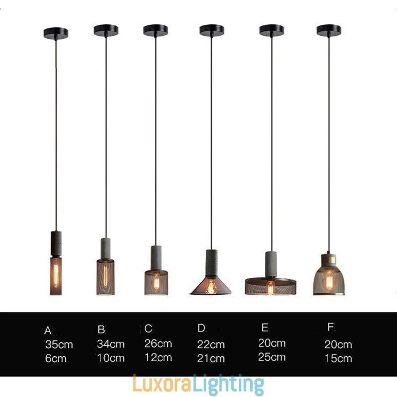 Designer Touch Decorative Black Pendant Light Cement Grid Light Country Retro Ceiling Light