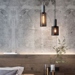 Designer Touch Decorative Black Pendant Light Cement Grid Light Country Retro Ceiling Light