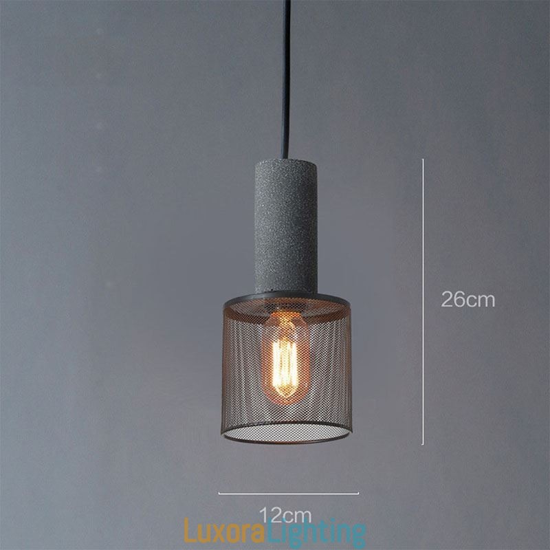 Designer Touch Decorative Black Pendant Light Cement Grid Light Country Retro Ceiling Light
