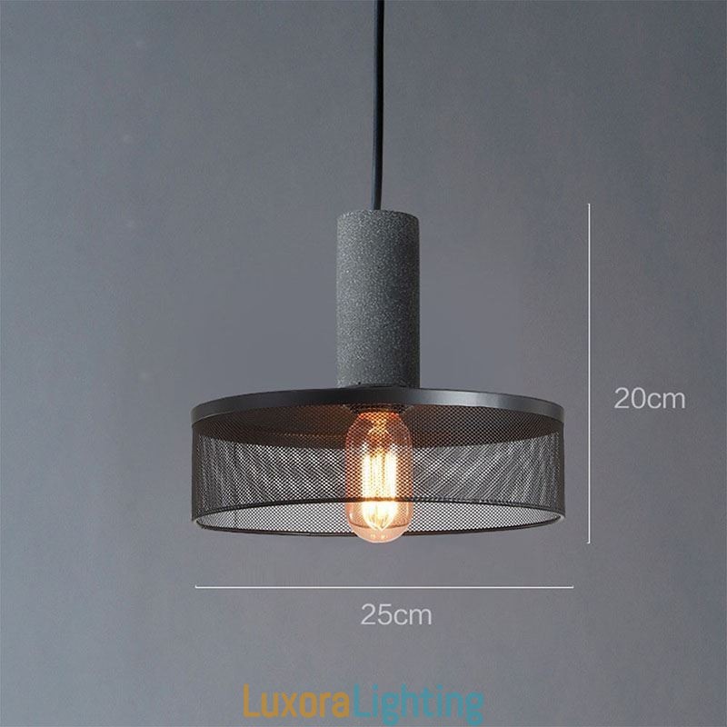 Designer Touch Decorative Black Pendant Light Cement Grid Light Country Retro Ceiling Light