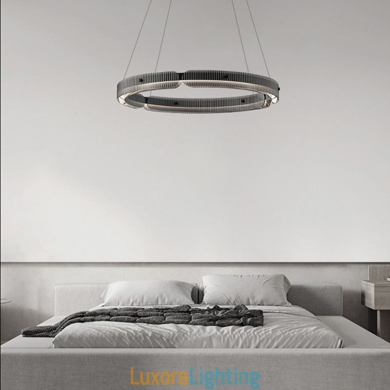 Designer Touch Decorative Circle Pendant Light 60 80CM Glass Ceiling Light Stepless Dimmable With Remote Control