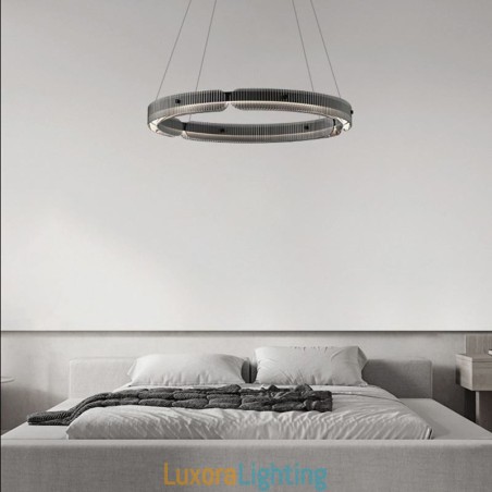 Designer Touch Decorative Circle Pendant Light 60 80CM Glass Ceiling Light Stepless Dimmable With Remote Control