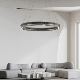Designer Touch Decorative Circle Pendant Light 60 80CM Glass Ceiling Light Stepless Dimmable With Remote Control