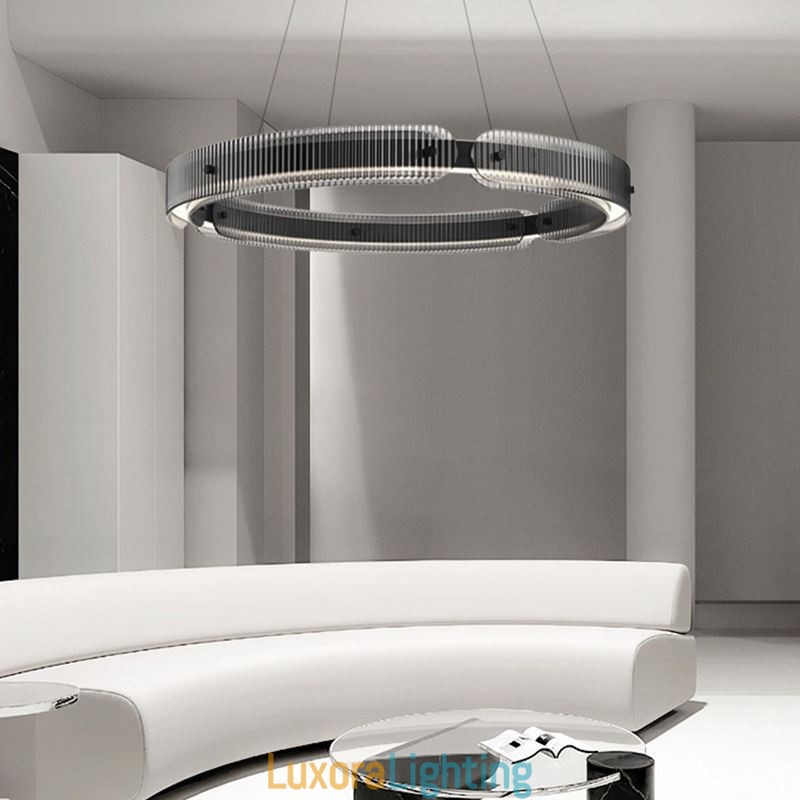 Designer Touch Decorative Circle Pendant Light 60 80CM Glass Ceiling Light Stepless Dimmable With Remote Control