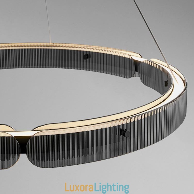 Designer Touch Decorative Circle Pendant Light 60 80CM Glass Ceiling Light Stepless Dimmable With Remote Control