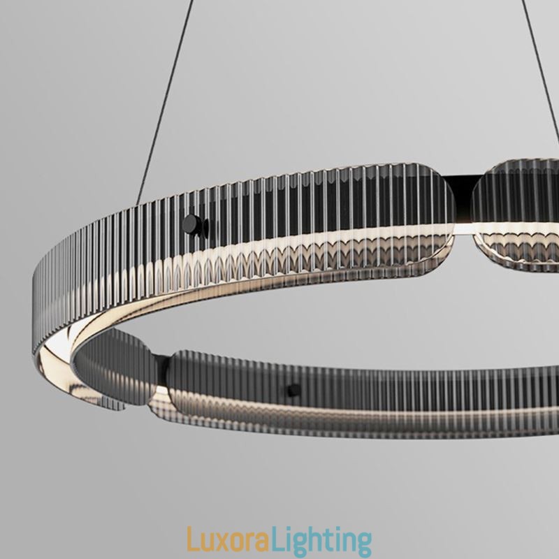 Designer Touch Decorative Circle Pendant Light 60 80CM Glass Ceiling Light Stepless Dimmable With Remote Control