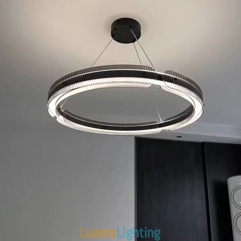 Designer Touch Decorative Circle Pendant Light 60 80CM Glass Ceiling Light Stepless Dimmable With Remote Control