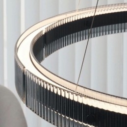 Designer Touch Decorative Pendant Light 60+80CM Double Circle Glass Ceiling Light Stepless Dimmable With Remote Control