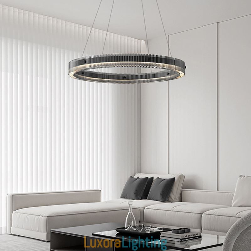 Designer Touch Decorative Glass Pendant Light 60 80CM Circle Ceiling Light Stepless Dimmable With Remote Control