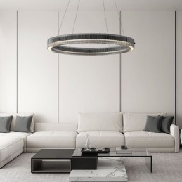 Designer Touch Decorative Glass Pendant Light 60 80CM Circle Ceiling Light Stepless Dimmable With Remote Control
