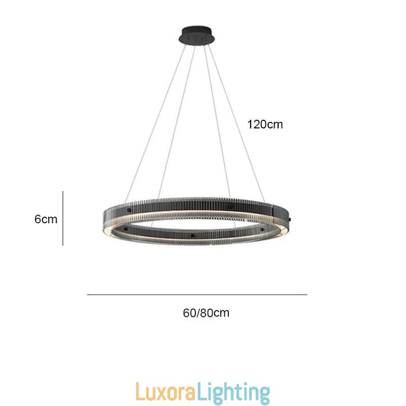 Designer Touch Decorative Glass Pendant Light 60 80CM Circle Ceiling Light Stepless Dimmable With Remote Control