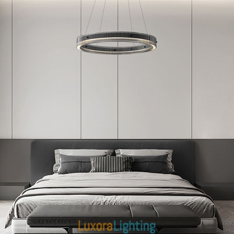 Designer Touch Decorative Glass Pendant Light 60 80CM Circle Ceiling Light Stepless Dimmable With Remote Control