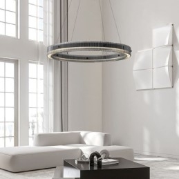 Designer Touch Decorative Glass Pendant Light 60 80CM Circle Ceiling Light Stepless Dimmable With Remote Control
