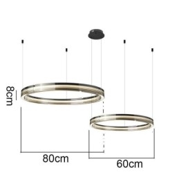 Designer Touch Decorative Glass Ceiling Light 60+80CM Circle Decoration Double Circle Pendant Light Trichromatic Dimming