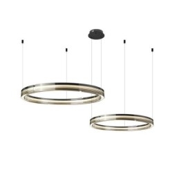 Designer Touch Decorative Glass Ceiling Light 60+80CM Circle Decoration Double Circle Pendant Light Trichromatic Dimming